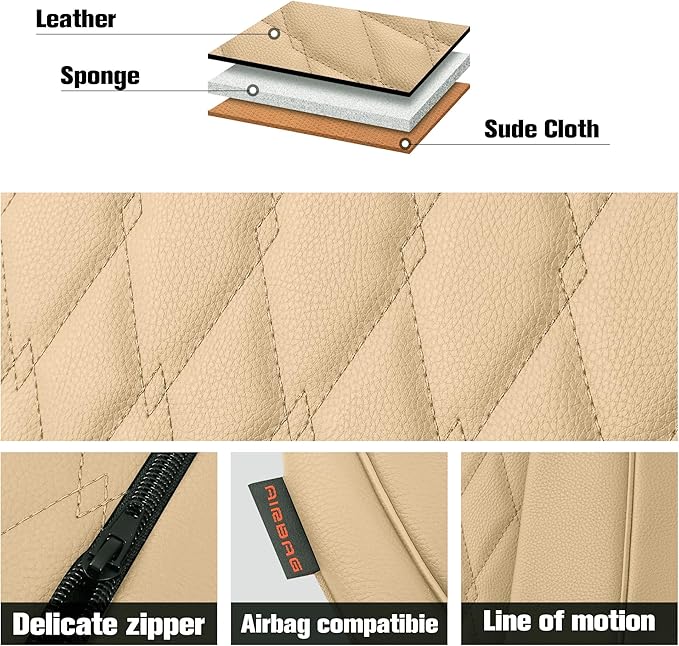 CAROMOP Faux Leather Car Seat Covers 2 Front Set,Luxury and Comfortable Seat Covers for Cars, Airbag Compatible Car Interior 