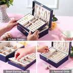 Voova Jewelry Box Organizer for Women Girls, 2 Layer Large Men Jewelry Storage Case,PU Leather Display Jewellery Holder with 