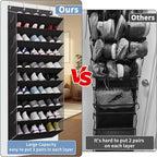 TAHAVICE 10-Tier Large Size Over The Door Shoe Organizer, Holds 30 Pairs Hanging Shoe Rack with Deep Pockets for Closet, Spac