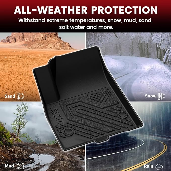 LASFIT Floor Mats & Cargo Liner with Backrest Mat for GMC Acadia 2017-2023 (Only Fit 6 Seats), All Weather TPE Custom Fit Floor Mats for Cars, 3 Rows Floor Liners Car Mats Full Set, Black