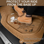 CAR PASS Tire Tread DeepDish Rubber Floor Mats for car Heavy Duty car mats All Weather, Universal XL~M Trim to Fit for Truck SUV Vehicle Automotive, Waterproof car mats 3 piece Solid Beige