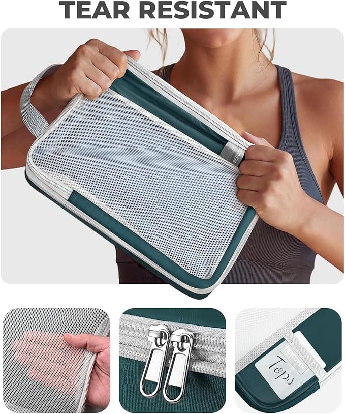 Percover Compression Packing Cubes 4-Piece Set, Packing Cubes Compression for Travel with Label Pockets, Travel Organizer for