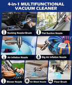 WADEO Car Vacuum Portable Cordless 18000PA, 4-in-1 Handheld Vacuum Cleaner and Air Duster with LED Display & Multi-Nozzles, M