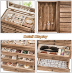 Emfogo Wooden Jewelry Box for Women, 6-Tier Large Jewelry Organizer Boxes with Mirror Rustic Solid Wood jewlery Storage Displ