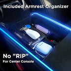 Nestour Interior Car Neon Lights Fit for Tesla Model 3 Y 2016-2020, (Center Console+Dashboard+2 Foot Lights) with Matching Armrest Organizer, Tesla Ambient Lights, APP-Controlled RGB LED Strip Lights