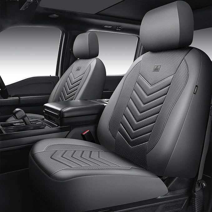 CAR PASS 3D Foam Mesh Leather Car Seat Covers Front Seats, Grey Breathable Front Seat Cover for Cars, Comfortable Universal F