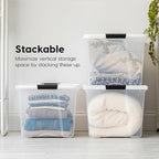 IRIS USA 72 Qt Stackable Plastic Storage Bins with Lids, 4 Pack - BPA-Free, Made in USA - See-Through Organizing Solution, La