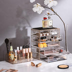 Sorbus Acrylic Makeup Organizer Set, 7-Drawer Vanity & Countertop Cosmetic Storage with Small & Wide Compartments, Glitter Ma