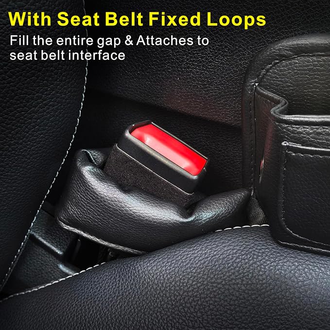 2 Pack Car Seat Gap Filler Organizer for SUV Truck Universal PU Leather Storage Box with Seats Belt Holder Automotive Consoles Side Gaps Small Things Catcher Auto Essentials Accessories for Women Men