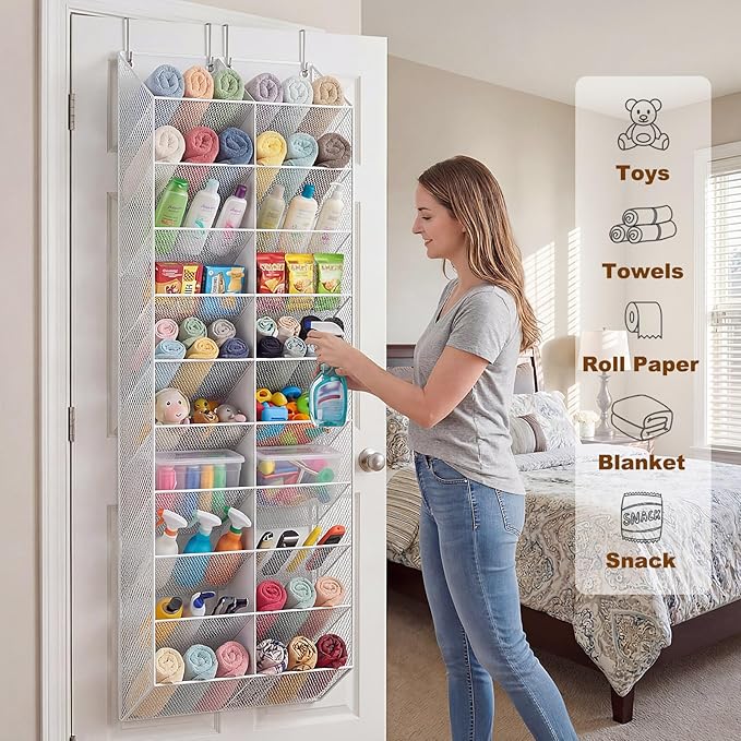 UVIAHOMI 30 Pairs Over the Door Shoe Organizer, Breathable Mesh Pocket Hanging Shoe Storage for Closet, 10-Tier Door Shoes Ra
