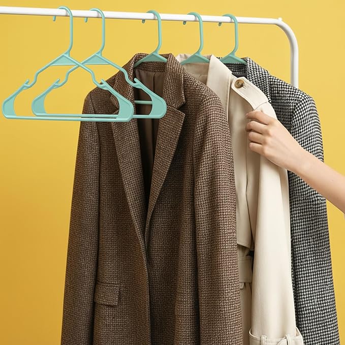 Utopia Home Plastic Hangers 50 Pack, Space Saving Plastic Clothes Hangers for Adults with Built-in Strap Hooks, Essential for