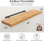 Floating Shelves for Wall, 9.3" Deep Wall Mounted Wood Shelves for Bathroom, Bedroom, Living Room, Kitchen, Hanging Shelf for