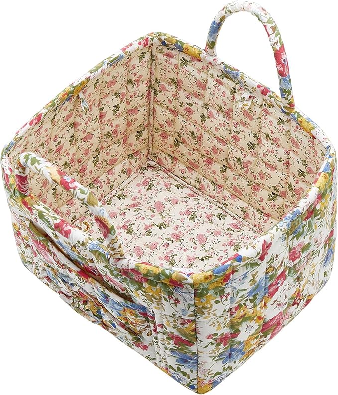 Boho Fabric Storage Basket, Large Capacity Laundry Basket, 12.2'' x 10.23'' x 10.23'' Collapsible Laundry Hamper with Easy Ca