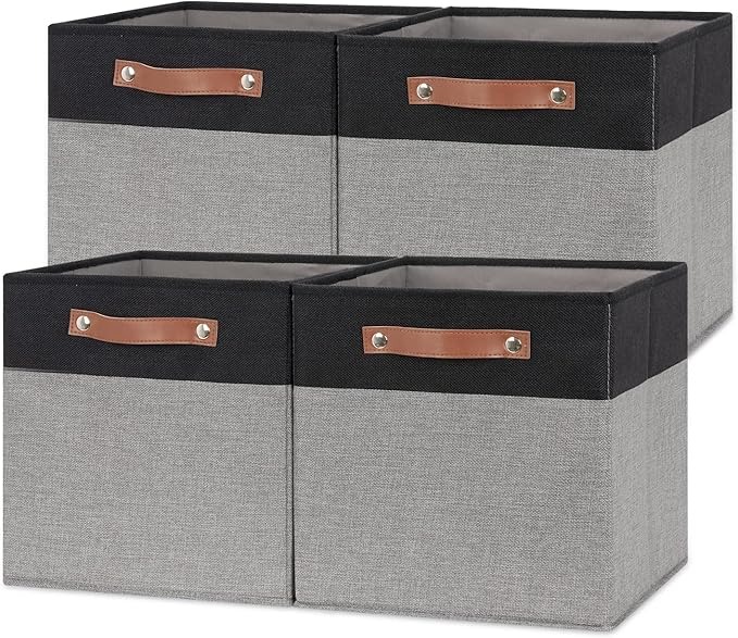 Temary Fabric Cube Storage Bins 12 Inch Decorative Storage Cubes Baskets 4 Pack Foldable Cube Storage Bins for Closet, Shelve