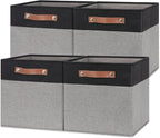 Temary Fabric Cube Storage Bins 12 Inch Decorative Storage Cubes Baskets 4 Pack Foldable Cube Storage Bins for Closet, Shelve