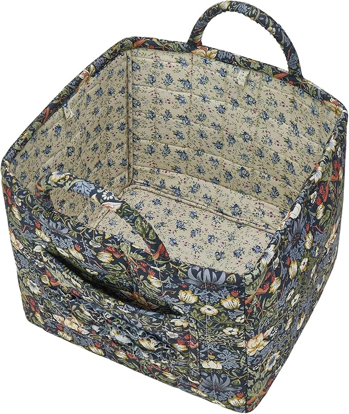 Boho Fabric Storage Basket, Large Capacity Laundry Basket, 12.2'' x 10.23'' x 10.23'' Collapsible Laundry Hamper with Easy Ca