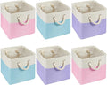 Geiserailie 6 Pcs 11 x 11 Inch Cube Storage Bins Fabric Storage Organizer Bins Foldable Cube Baskets with Sturdy Carry Handle