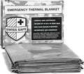 Swiss Safe 4 Pack Mylar Emergency Blankets for Survival - Compact & Insulated for Cold Weather - Designed for NASA, Outdoor, 