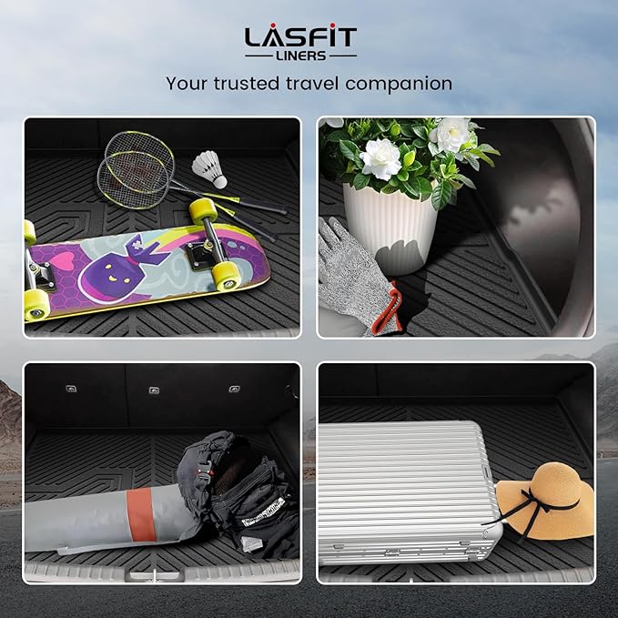 LASFIT Cargo Mat for KIA NIRO EV 2025 2024 2023 (Fit EV & Hybrid, Not Fit PHEV), All Weather TPE Custom Fit Easy Clean Car Trunk Mat for Kia NIRO EV 2023-2025 Cargo Liner, Black