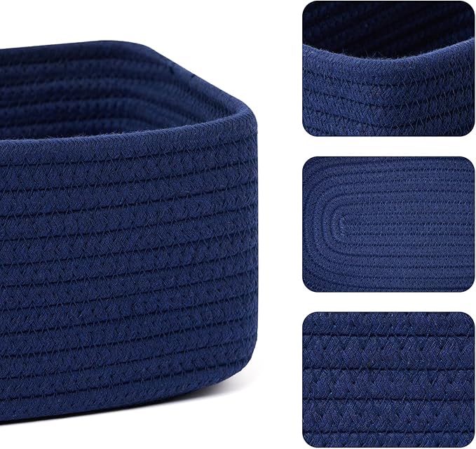 MiniArk Small Storage Baskets for Organizing | Closet Organizer Bins | Shelf Toy Basket | Woven Rope Baskets | Cube Decorativ