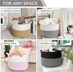 INDRESSME XXXLarge Cotton Rope Basket Woven Baby Laundry Baskets Blanket Baskets Toy Basket with Handle Comforter Cushions St