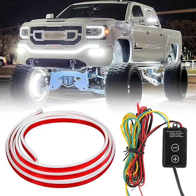 71 Inch Led Hood Light Strip, White Dynamic Car LED Hood Strip Lights with Fuse Protection, Turn Signal Lamp, Universal Exterior Daytime Running Light Strip for Cars, SUVs, Trucks