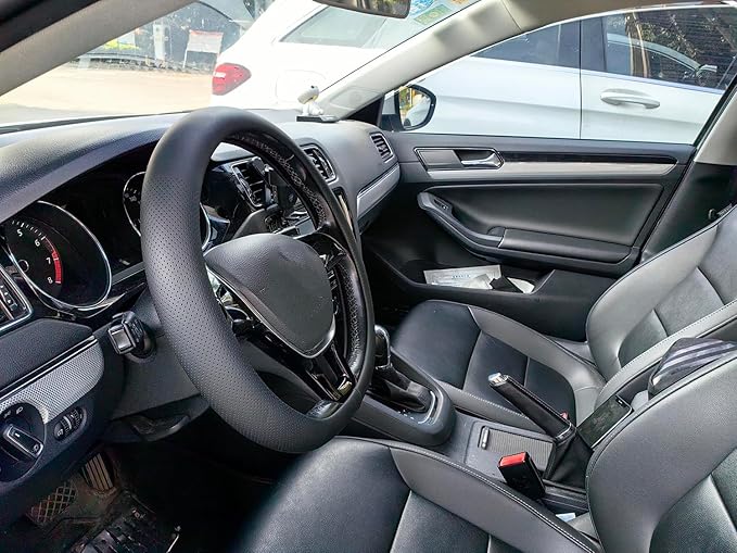 XHRING Car Steering Wheel Cover for Toyota Camry Rav4 Corolla Highlander Sienna CHR Avalon FJ Land Cruiser Yaris SE XSE LE Hybrid XLE TRD Cross Limited Platinum Accessories, 2026 Leather Black-M