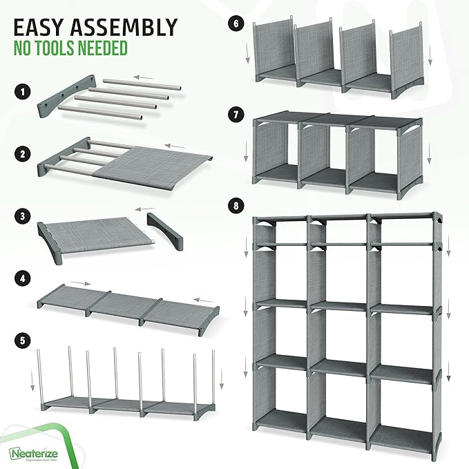 Cube Storage Organizer with Storage Bins Included - The Perfect Closet Organizers and Storage Solution. Includes 12 Storage C