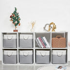 MidmmVick 12 x 12 Inch Cube Storage Bins, 6 Pack Large Collapsible Fabric Storage Bin with Ropes, Foldable Storage Cubes for 