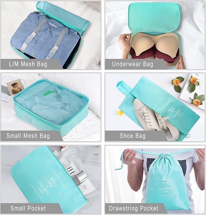 Packing Cubes, 8 Pcs Travel Packing Organizers for Suitcases, Large Capacity Travel Luggage Organizers Set includes 8 Storage