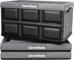 CleverMade Collapsible Storage Bins 46L (3-Pack) – Heavy Duty Collapsible Plastic Storage Bins, Stackable Folding Storage Bin