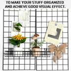 Blulu 4 Pcs 15.75 x 3.94 x 1.97 Inch Metal Grid Wall Baskets with Hooks Grid Wall Shelves Hanging Wire Basket Multi Function 