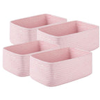 OIASKET 4 Pack Small Storage Shelf Baskets for Organizing, Mini Woven Rope Storage Bins for Towels, Cute Decorative Closet Or