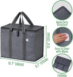 VENO 2 Pack Cooler Bag and Insulated Grocery Bags for Food Delivery, Collapsible Cooler. Reusable Shopping Bags for Groceries with Hard Bottom, Zippered Top, Foldable, Heavy-Duty (Gray, 2 Pack)