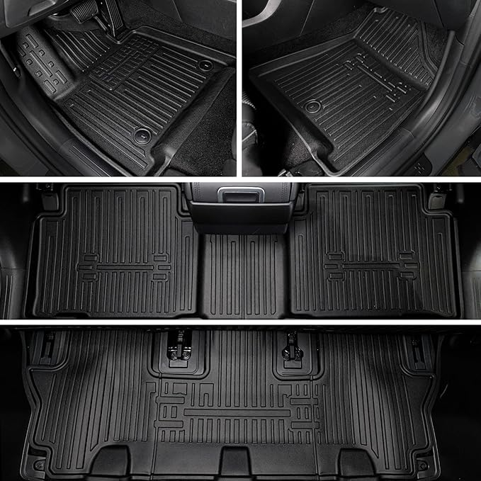 Floor Mats for 2024 2025 2026 Hyundai Santa Fe Car Mat Accessories(Fit Hybrid and Gas), All Weather TPE Cargo Mat Trunk Mat with Backrest Mats(Floor Mats+2-in-1 Cargo Mat)