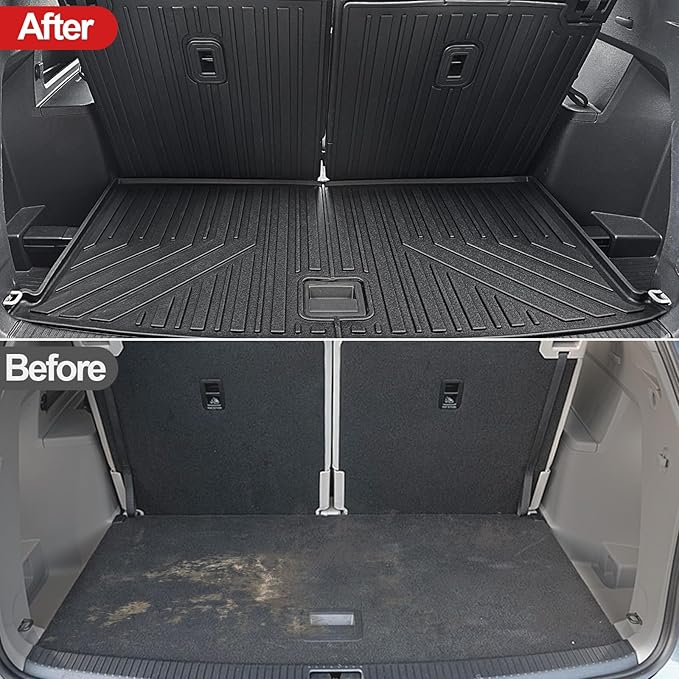 Cargo Mat for Volkswagen Atlas 2018-2025 2026 (Not for Cross Sport)-All Weather TPE Cargo Liner with Backrest Mat for VW Atlas SE SEL Peak Edition Accessories