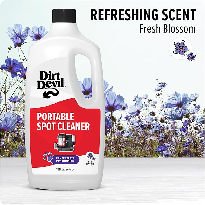 Dirt Devil Pet Portable Spot Cleaner Solution,32 oz.,Fresh Blossom Scent,Upholstery and Carpet Shampoo Solution,Eliminates Pe