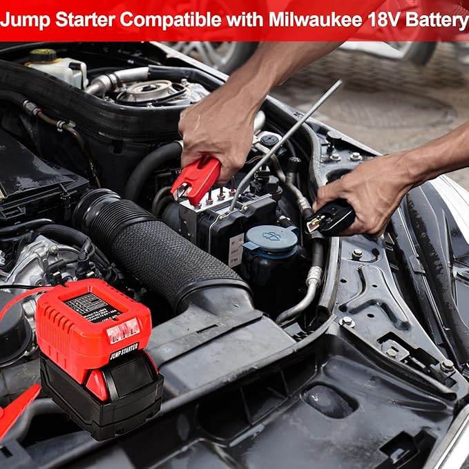 Jump Starter Compatible with Milwaukee 18V Batteries - Portable 11AWG 1.2FT Jumper Cable Kit, Car Jump Starter for Vehicle Batteries (Battery Not Included)