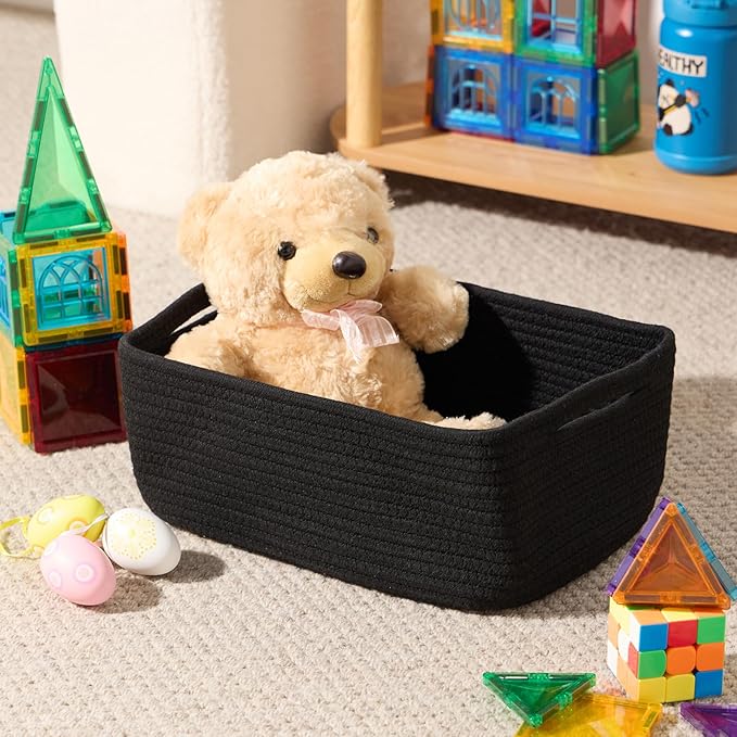 MiniArk Small Storage Baskets for Organizing | Closet Organizer Bins | Shelf Toy Basket | Woven Rope Baskets | Cube Decorativ