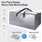 6 Pack Heavy Duty Extra Large Moving Bags W/Backpack Straps - Strong Handles & Zippers, Storage Totes For Space Saving, Fold 