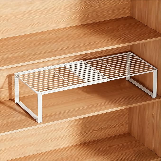 Multi-Functional Adjustable Metal Wire Shoe Rack Organizer - Stackable Shoe Storage for Closet, Extendable 15-24.4in, Retract
