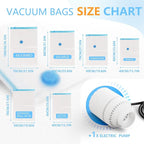 Vacuum Storage Bags with Electric Air Pump, 25 Pack Compression Bag, Space Saving Vacuum Sealer Bags for Clothes, Blanket, Du