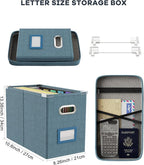 Oterri File Organizer Box with Lid, Hanging Filing File Box with Mesh Pocket, Document Organizer Box for Letter Files, Portab