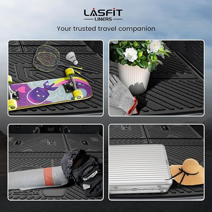 LASFIT Trunk Mat with Backrest Mat 2021-2026 for Chevrolet Chevy Tahoe/GMC Yukon (Only Yukon, Not Fit Yukon XL)/Cadillac Escalade (Only Escalade, Not Fit Escalade ESV), All Weather TPE Custom Fit
