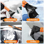 Extendable Snow Brush and Ice Scraper for Car, 30"-35"-39" Adjustable Long Handle & 4.3" Ice Chipper, 360° Pivoting Brush Head & Comfortable Antiskid Grip