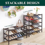 Smiry Long Bamboo Shoe Rack 3-Tier, Stackable Wooden Shoe Organizer for Entryway & Closet, Free Standing Wood Shoe Storage Sh