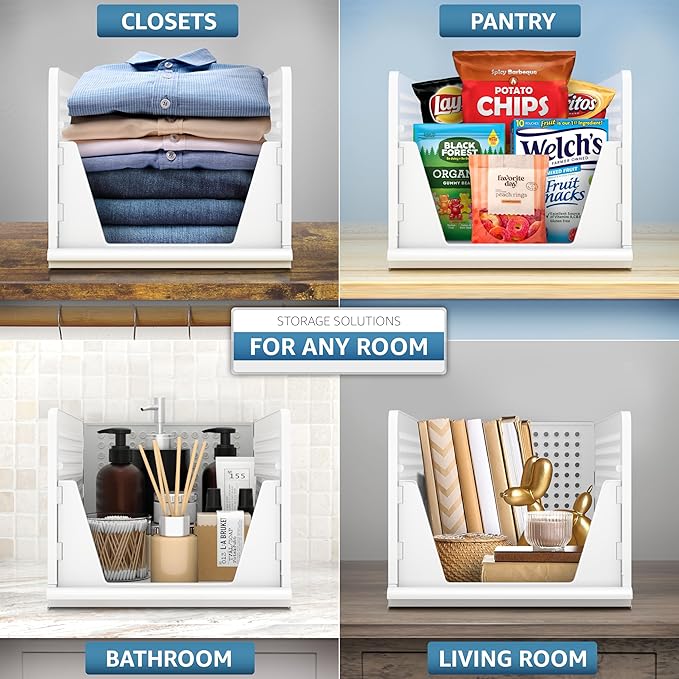 Sorbus 3 Pack Folding Closet Shelf Organizer for Clothes - Versatile Stackable Storage Baskets for Closet, Bathroom, Kitchen 