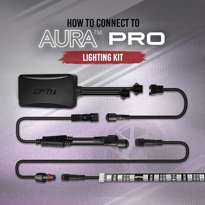 OPT7 Aura Single Row Expansion Pack - 2pc 24” RGB Multicolor LED Strips w/Splitters and Extension Wires for Interior, Wheel, Grille, Engine Bay, Golf Cart, Boat, Car, Truck, Van, SUV Decor Lighting