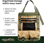 High Road Cotton Canvas Front Seat Organizer with Tablet and File Compartments, 9-pocket Car Office Passenger Seat Organizer