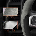 West Llama Customized Auto Car Steering Wheel Cover for Dodge RAM 1500 2500 3500, 15.5-16 inch (Gray-Large Size)
